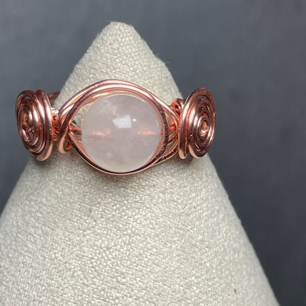 Natural Moonstone Bare Copper Wrapped Ring - Picture 8 of 14